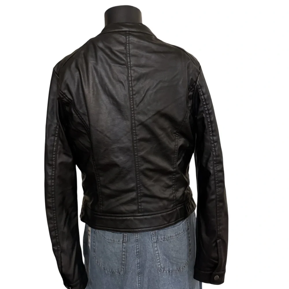 Jou Jou Women's Black Leather Moto Jacket